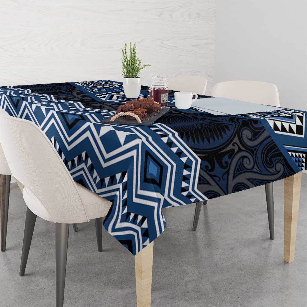 New Zealand Aotearoa Tablecloth Blue Taniko Art Maori Pattern LT05 - Polynesian Pride