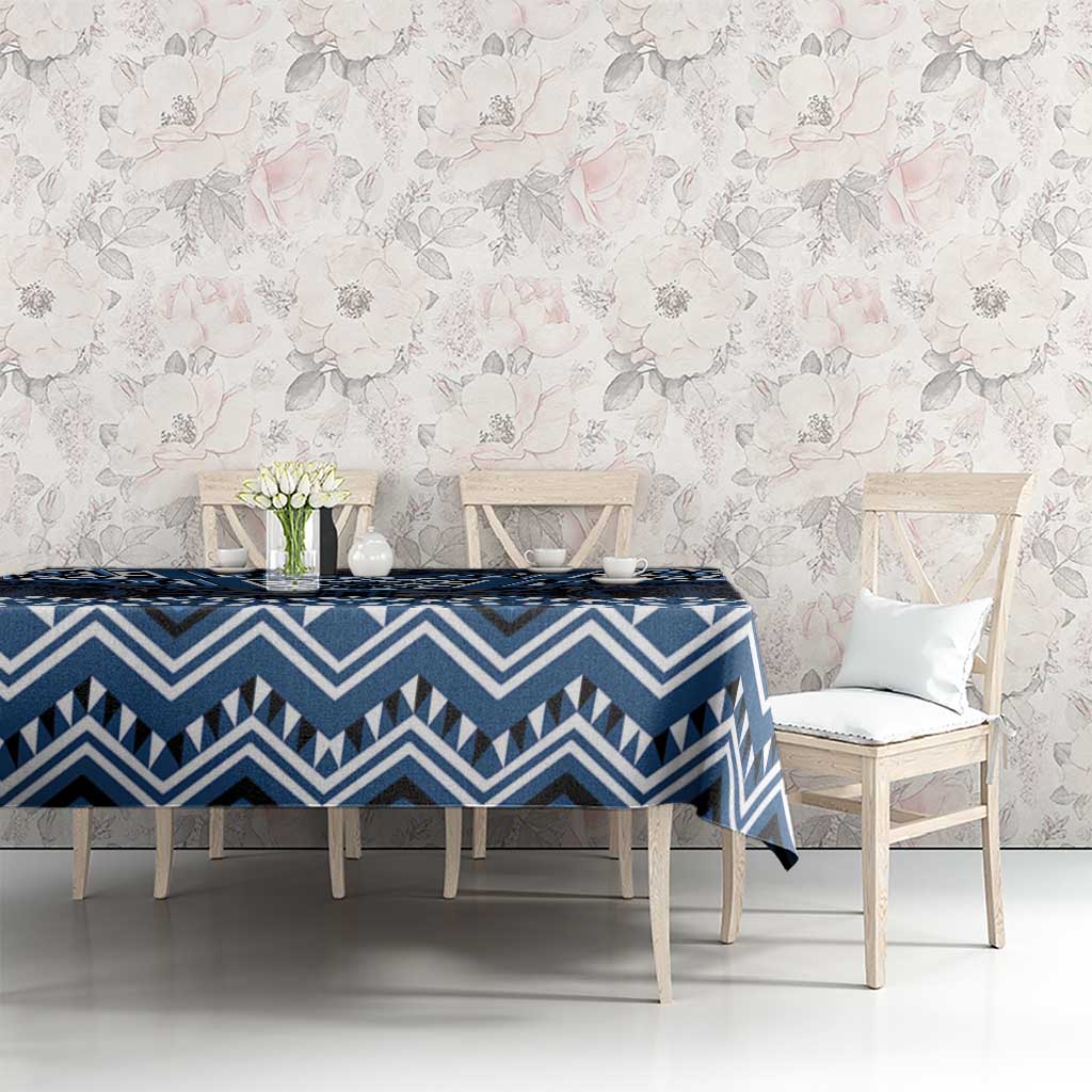 New Zealand Aotearoa Tablecloth Blue Taniko Art Maori Pattern LT05 - Polynesian Pride