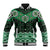 New Zealand Aotearoa Baseball Jacket Green Taniko Art Maori Pattern