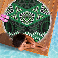 New Zealand Aotearoa Beach Blanket Green Taniko Art Maori Pattern LT05 - Polynesian Pride