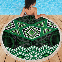 New Zealand Aotearoa Beach Blanket Green Taniko Art Maori Pattern LT05 - Polynesian Pride
