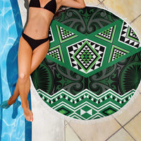 New Zealand Aotearoa Beach Blanket Green Taniko Art Maori Pattern LT05 - Polynesian Pride