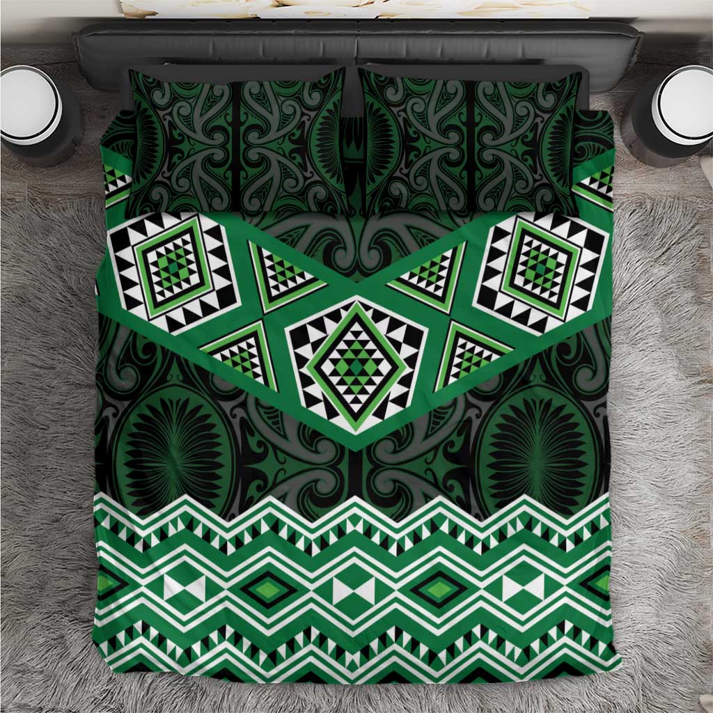 New Zealand Aotearoa Bedding Set Green Taniko Art Maori Pattern LT05 Green - Polynesian Pride