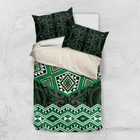 New Zealand Aotearoa Bedding Set Green Taniko Art Maori Pattern LT05 US Twin 172cm x 218cm Green - Polynesian Pride