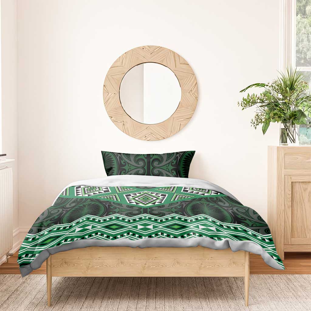 New Zealand Aotearoa Bedding Set Green Taniko Art Maori Pattern LT05 - Polynesian Pride