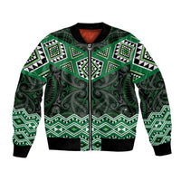 New Zealand Aotearoa Bomber Jacket Green Taniko Art Maori Pattern LT05 Unisex Green - Polynesian Pride
