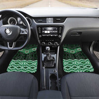 New Zealand Aotearoa Car Mats Green Taniko Art Maori Pattern LT05 Set 2pcs - Front Green - Polynesian Pride