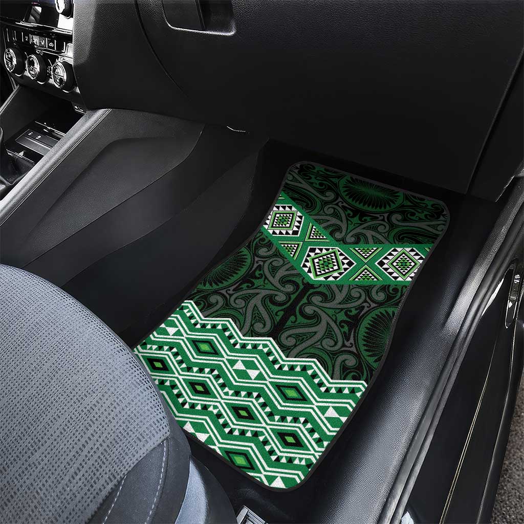 New Zealand Aotearoa Car Mats Green Taniko Art Maori Pattern LT05 - Polynesian Pride