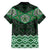 New Zealand Aotearoa Family Matching Off Shoulder Short Dress and Hawaiian Shirt Green Taniko Art Maori Pattern