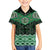 New Zealand Aotearoa Family Matching Off Shoulder Short Dress and Hawaiian Shirt Green Taniko Art Maori Pattern