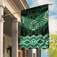 New Zealand Aotearoa Garden Flag Green Taniko Art Maori Pattern LT05 House Flag Green - Polynesian Pride