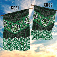 New Zealand Aotearoa Garden Flag Green Taniko Art Maori Pattern LT05 - Polynesian Pride