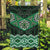 New Zealand Aotearoa Garden Flag Green Taniko Art Maori Pattern