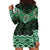 New Zealand Aotearoa Hoodie Dress Green Taniko Art Maori Pattern