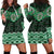 New Zealand Aotearoa Hoodie Dress Green Taniko Art Maori Pattern