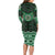 New Zealand Aotearoa Long Sleeve Bodycon Dress Green Taniko Art Maori Pattern