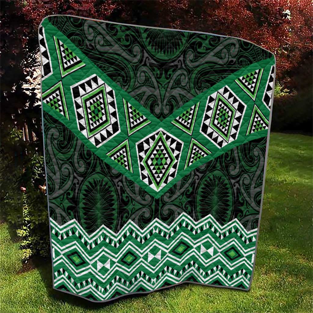 New Zealand Aotearoa Quilt Green Taniko Art Maori Pattern LT05 - Polynesian Pride