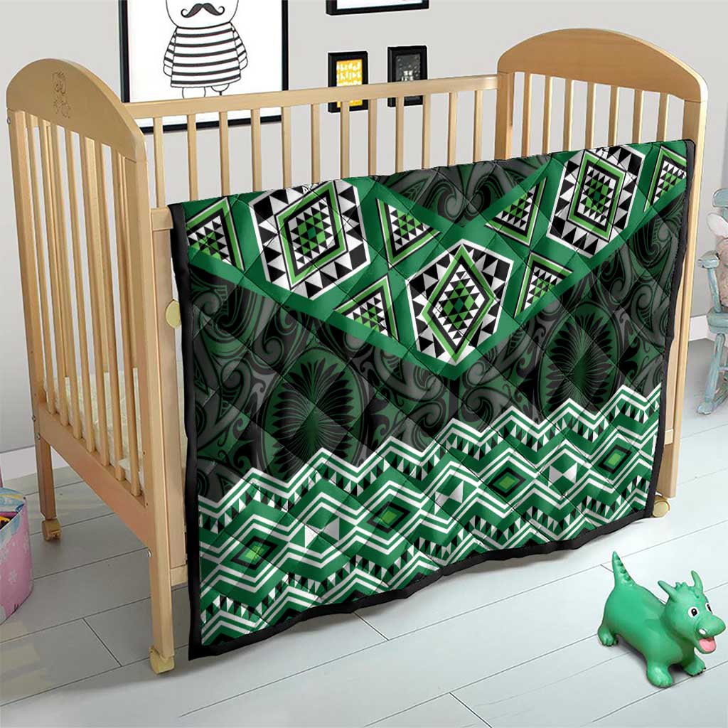 New Zealand Aotearoa Quilt Green Taniko Art Maori Pattern LT05 - Polynesian Pride