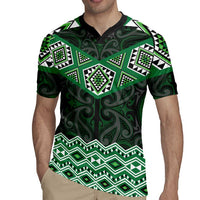 New Zealand Aotearoa Rugby Jersey Green Taniko Art Maori Pattern LT05 - Polynesian Pride