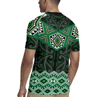 New Zealand Aotearoa Rugby Jersey Green Taniko Art Maori Pattern LT05 - Polynesian Pride