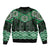 New Zealand Aotearoa Sleeve Zip Bomber Jacket Green Taniko Art Maori Pattern