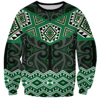 New Zealand Aotearoa Sweatshirt Green Taniko Art Maori Pattern LT05 Unisex Green - Polynesian Pride