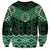 New Zealand Aotearoa Sweatshirt Green Taniko Art Maori Pattern