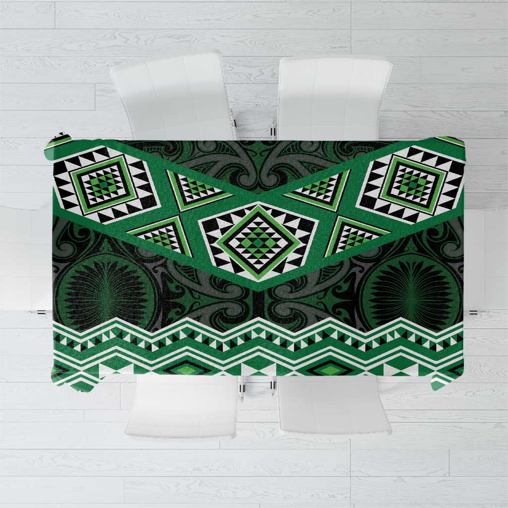New Zealand Aotearoa Tablecloth Green Taniko Art Maori Pattern LT05 Green - Polynesian Pride