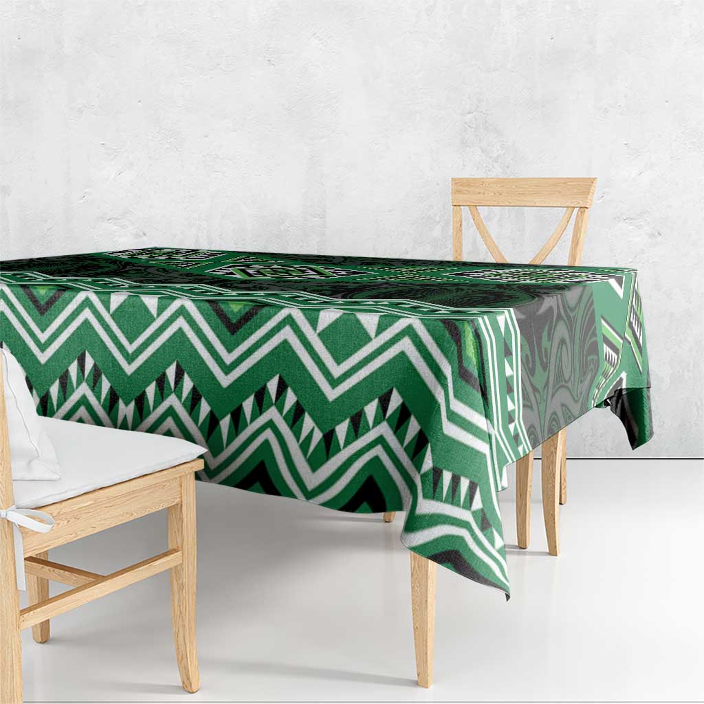 New Zealand Aotearoa Tablecloth Green Taniko Art Maori Pattern LT05 - Polynesian Pride