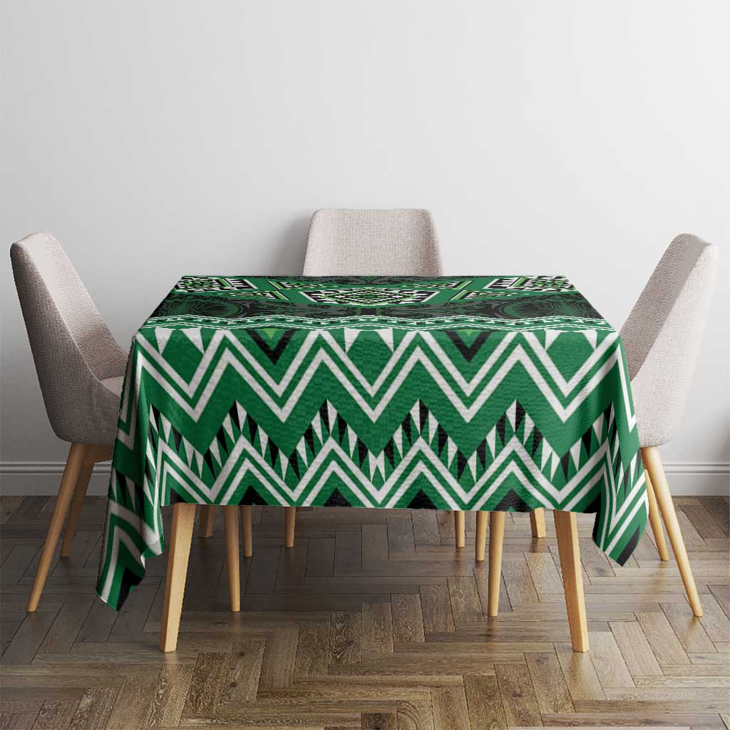 New Zealand Aotearoa Tablecloth Green Taniko Art Maori Pattern LT05 - Polynesian Pride