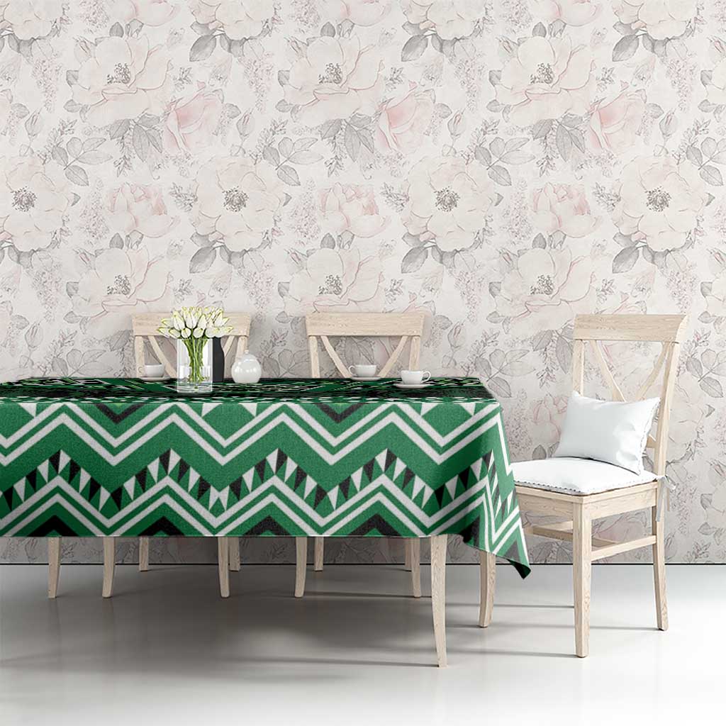 New Zealand Aotearoa Tablecloth Green Taniko Art Maori Pattern LT05 - Polynesian Pride