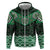 New Zealand Aotearoa Zip Hoodie Green Taniko Art Maori Pattern