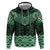 New Zealand Aotearoa Zip Hoodie Green Taniko Art Maori Pattern