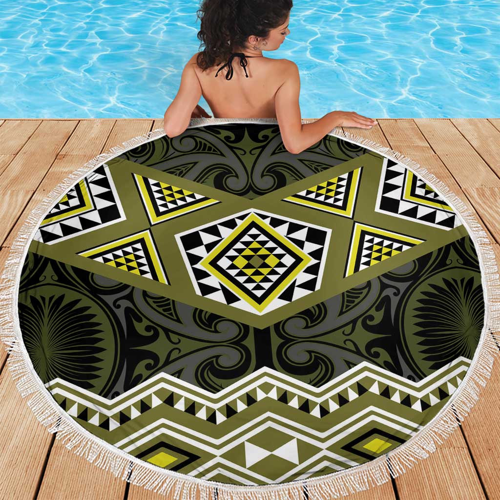 New Zealand Aotearoa Beach Blanket Yellow Taniko Art Maori Pattern LT05 - Polynesian Pride