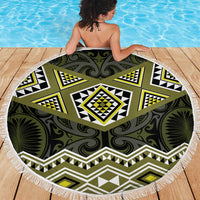 New Zealand Aotearoa Beach Blanket Yellow Taniko Art Maori Pattern LT05 - Polynesian Pride