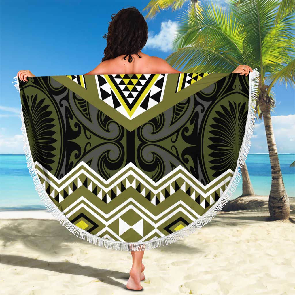 New Zealand Aotearoa Beach Blanket Yellow Taniko Art Maori Pattern LT05 - Polynesian Pride