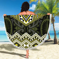 New Zealand Aotearoa Beach Blanket Yellow Taniko Art Maori Pattern LT05 - Polynesian Pride