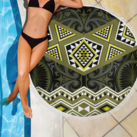 New Zealand Aotearoa Beach Blanket Yellow Taniko Art Maori Pattern LT05 - Polynesian Pride