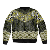 New Zealand Aotearoa Bomber Jacket Yellow Taniko Art Maori Pattern LT05 - Polynesian Pride
