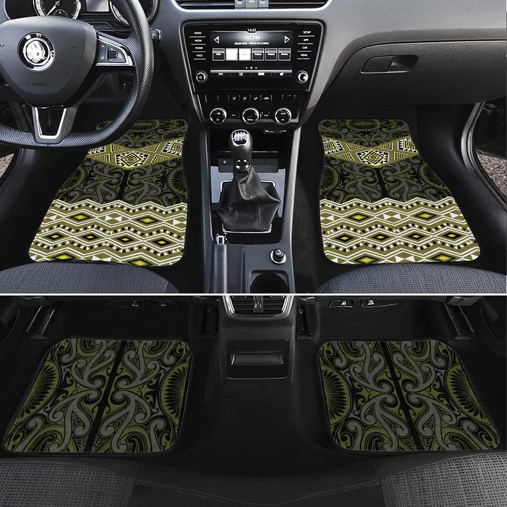 New Zealand Aotearoa Car Mats Yellow Taniko Art Maori Pattern LT05 Set 4pcs Yellow - Polynesian Pride