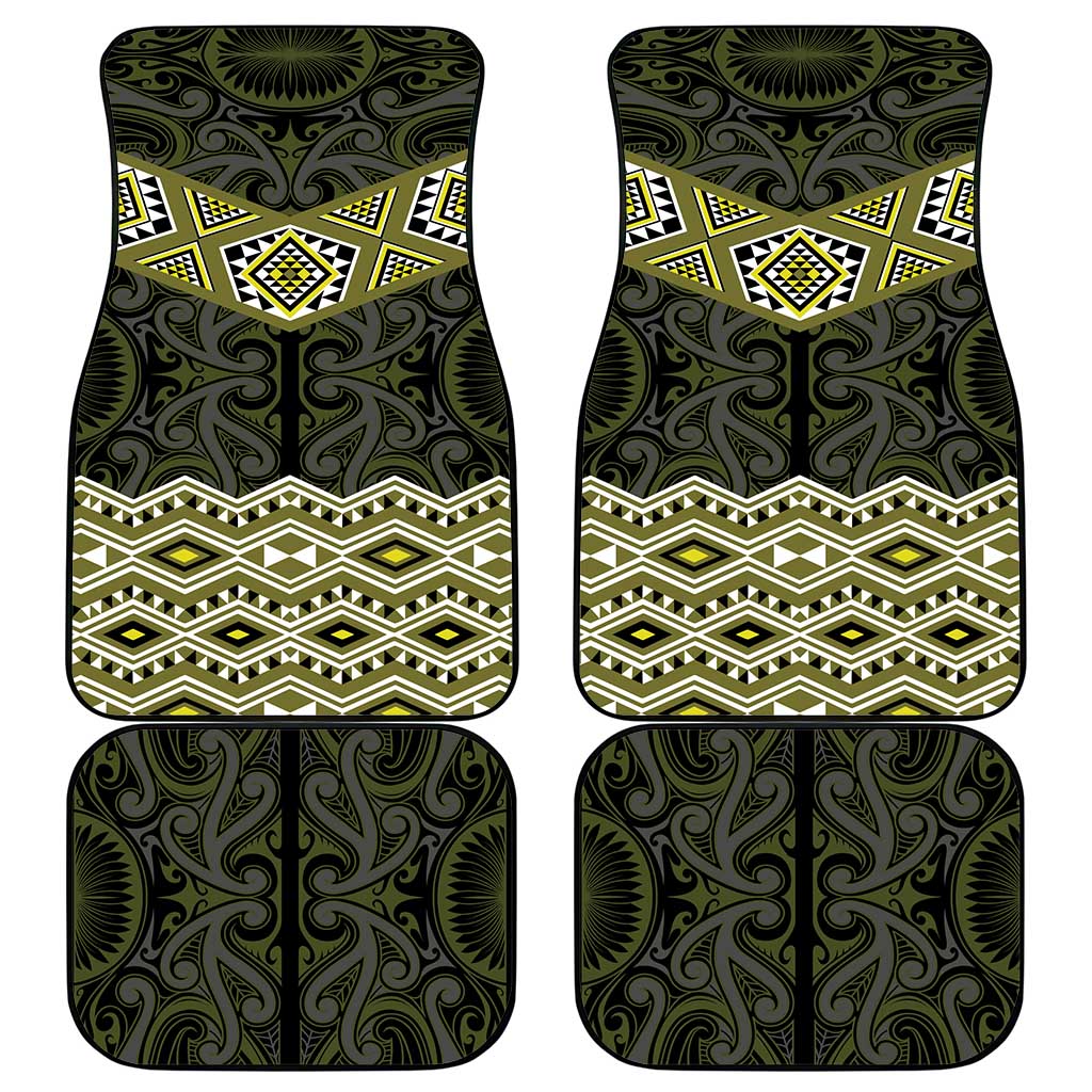 New Zealand Aotearoa Car Mats Yellow Taniko Art Maori Pattern LT05 - Polynesian Pride