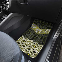New Zealand Aotearoa Car Mats Yellow Taniko Art Maori Pattern LT05 - Polynesian Pride