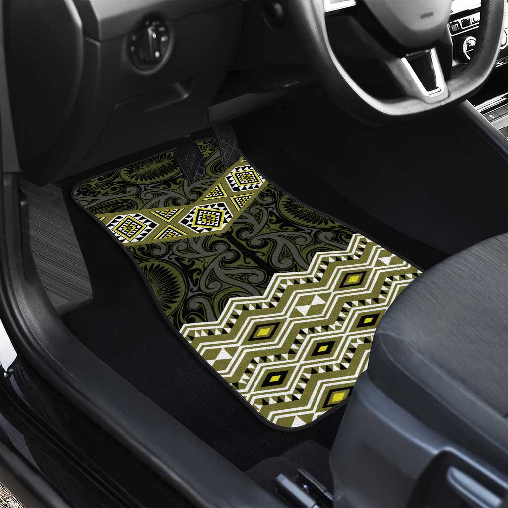 New Zealand Aotearoa Car Mats Yellow Taniko Art Maori Pattern LT05 - Polynesian Pride