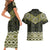 New Zealand Aotearoa Couples Matching Short Sleeve Bodycon Dress and Hawaiian Shirt Yellow Taniko Art Maori Pattern