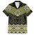 New Zealand Aotearoa Family Matching Short Sleeve Bodycon Dress and Hawaiian Shirt Yellow Taniko Art Maori Pattern