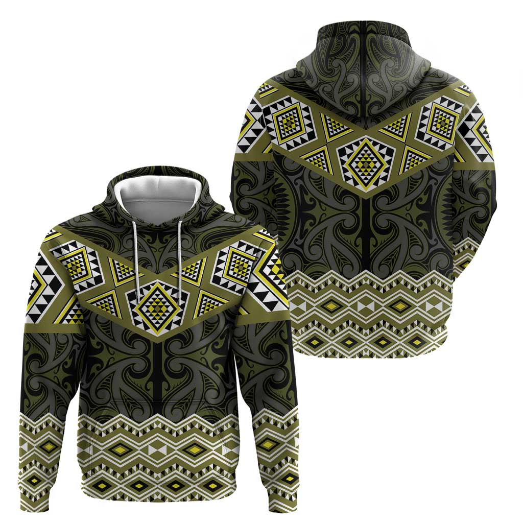 New Zealand Aotearoa Hoodie Yellow Taniko Art Maori Pattern LT05 - Polynesian Pride