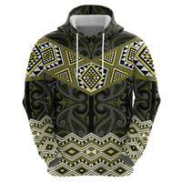 New Zealand Aotearoa Hoodie Yellow Taniko Art Maori Pattern LT05 - Polynesian Pride