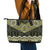 New Zealand Aotearoa Leather Tote Bag Yellow Taniko Art Maori Pattern