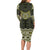 New Zealand Aotearoa Long Sleeve Bodycon Dress Yellow Taniko Art Maori Pattern