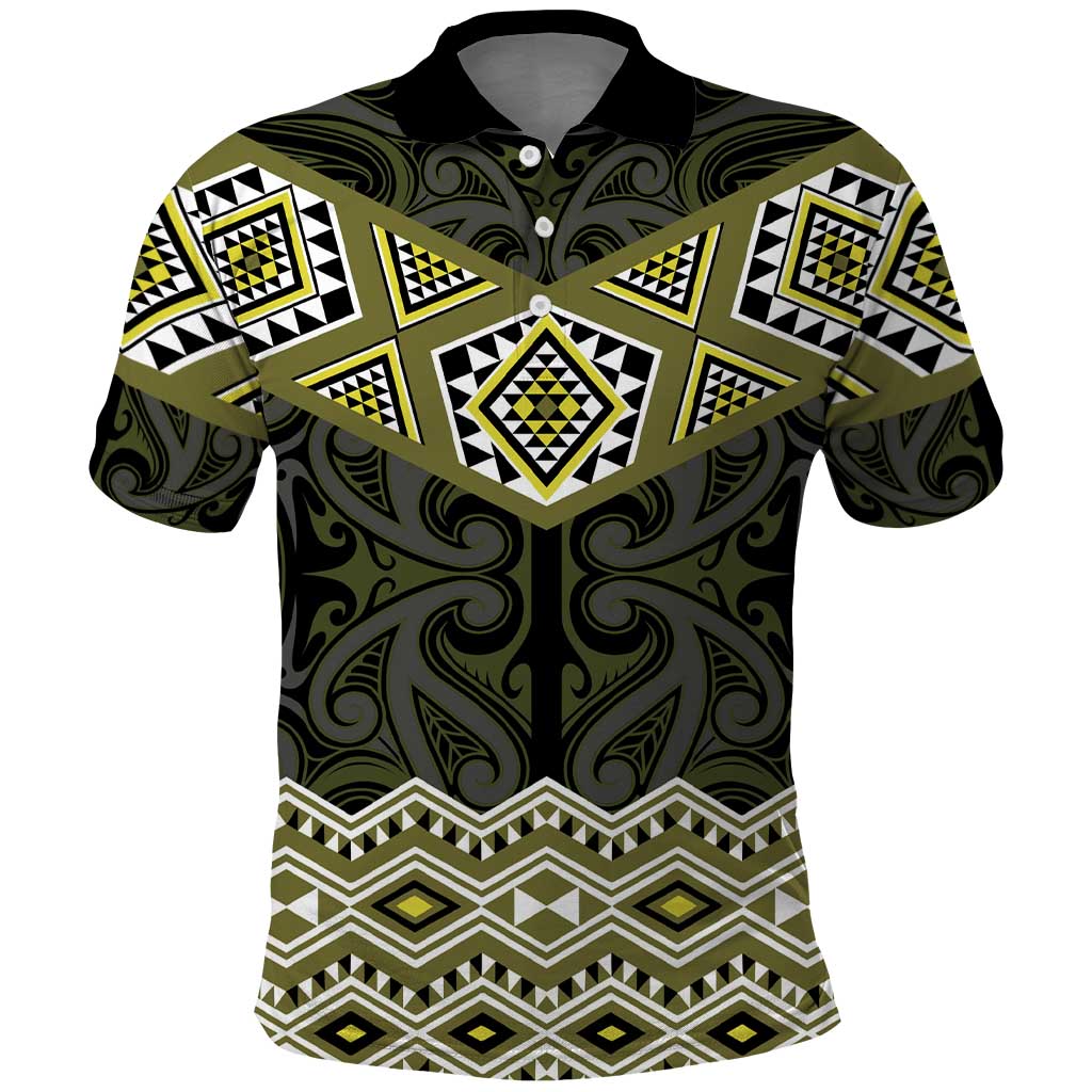 New Zealand Aotearoa Polo Shirt Yellow Taniko Art Maori Pattern LT05 Yellow - Polynesian Pride